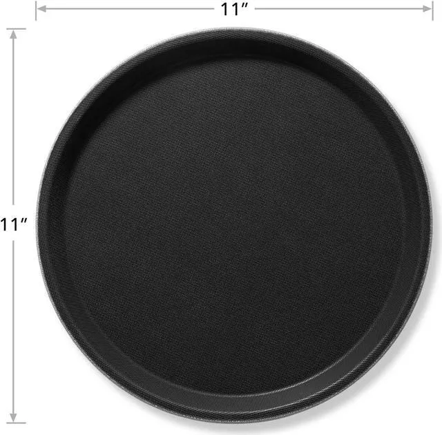 Alt view image 5 of 7 - Jubilee 11" Round Restaurant Serving Trays (Set of 2), Black - NSF Certified Non-Slip Food Service Tray