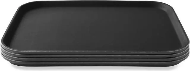 Alt view image 4 of 6 - Jubilee (Set of 4) 14" x 18" Rectangular Restaurant Serving Trays, Black - NSF Certified Non-Slip Food Service Tray