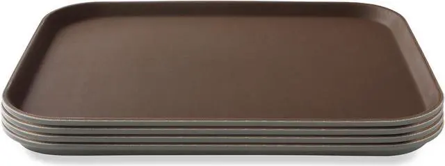 Alt view image 4 of 6 - Jubilee (Set of 4) 14" x 18" Rectangular Restaurant Serving Trays, Brown - NSF Certified Non-Slip Food Service Tray