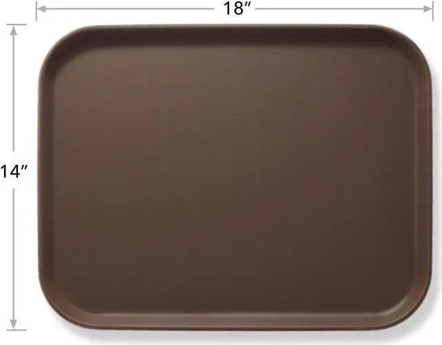 Alt view image 5 of 6 - Jubilee (Set of 4) 14" x 18" Rectangular Restaurant Serving Trays, Brown - NSF Certified Non-Slip Food Service Tray