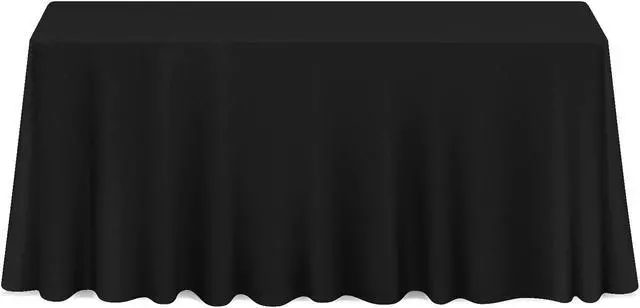Main image of Lann's Linens - 90" x 156" Premium Tablecloth for Wedding / Banquet / Restaurant - Rectangular Polyester Fabric Table Cloth - Black