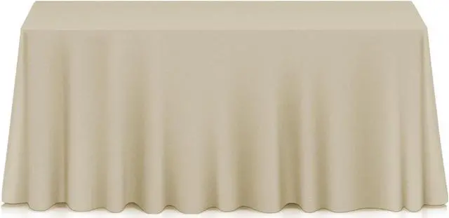 Main image of Lann's Linens - 90" x 156" Premium Tablecloth for Wedding / Banquet / Restaurant - Rectangular Polyester Fabric Table Cloth - Beige