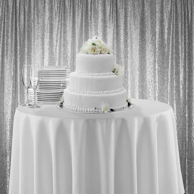 Alt view image 6 of 6 - Lann's Linens (Set of 4) Sequin Photography Backdrop Curtains, Silver - 2ft x 8ft Tall Glitter Background Panels for Wedding, Party or Photo Booth