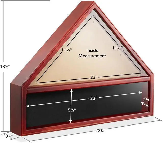 Alt view image 4 of 6 - Reminded Military Medal & Burial Flag Shadow Box Display Case with Glass Insert, Mahogany