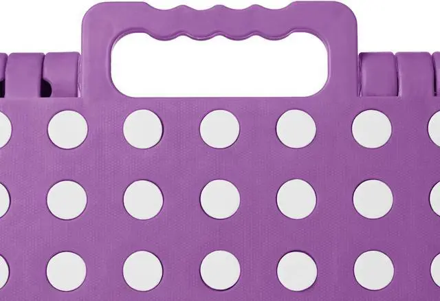 Alt view image 4 of 6 - Casafield 9" Folding Step Stool with Handle (Set of 2), Purple - Portable Collapsible Small Plastic Foot Stool for Kids and Adults - Use in the Kitchen, Bathroom and Bedroom