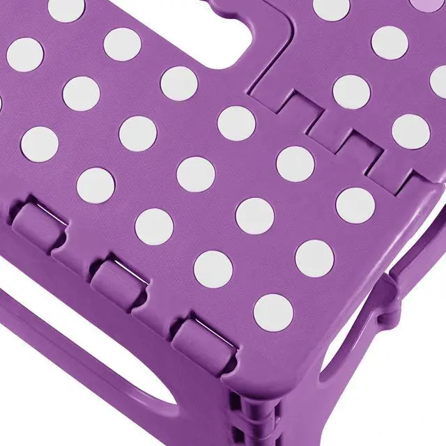 Alt view image 5 of 6 - Casafield 9" Folding Step Stool with Handle (Set of 2), Purple - Portable Collapsible Small Plastic Foot Stool for Kids and Adults - Use in the Kitchen, Bathroom and Bedroom