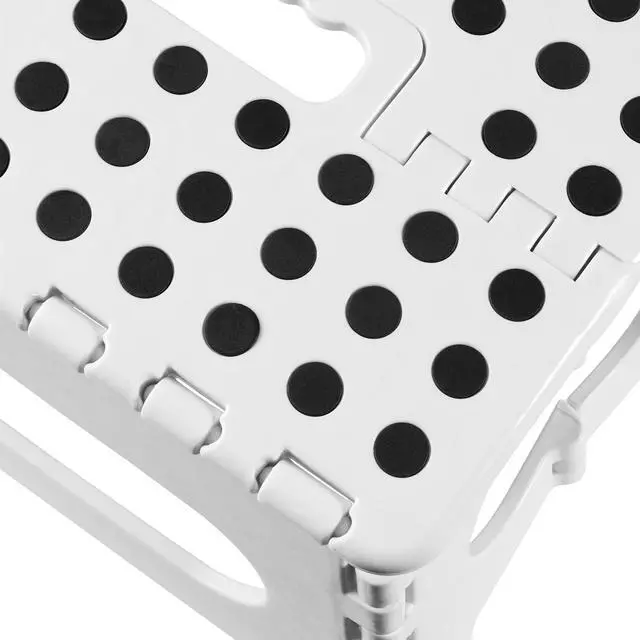 Alt view image 5 of 6 - Casafield 9" Folding Step Stool with Handle (Set of 2), White - Portable Collapsible Small Plastic Foot Stool for Kids and Adults - Use in the Kitchen, Bathroom and Bedroom