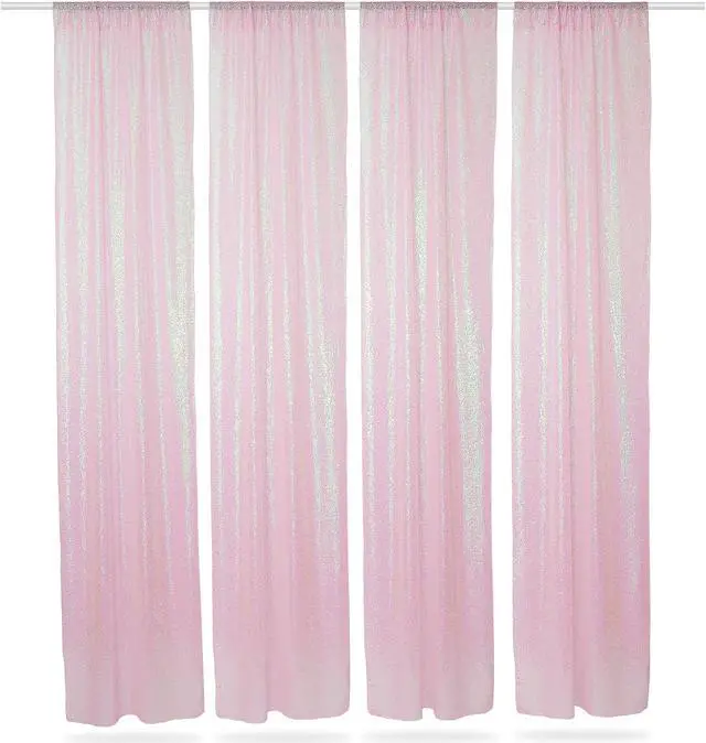 Main image of Lann's Linens (Set of 4) Sequin Photography Backdrop Curtains, Pink - 2ft x 8ft Tall Glitter Background Panels for Wedding, Party or Photo Booth