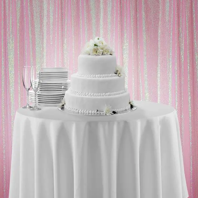Alt view image 6 of 6 - Lann's Linens (Set of 4) Sequin Photography Backdrop Curtains, Pink - 2ft x 8ft Tall Glitter Background Panels for Wedding, Party or Photo Booth