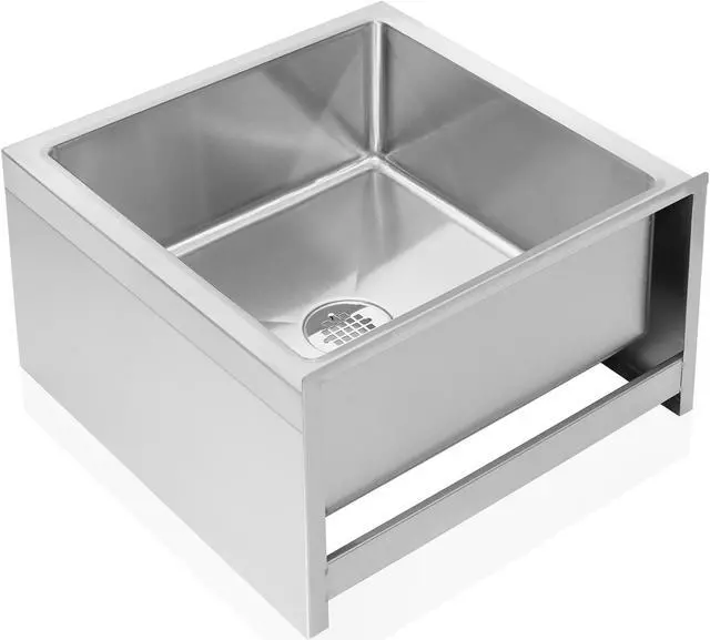Alt view image 2 of 6 - GRIDMANN Stainless Steel Floor Mop Sink - 19" x 22" x 12" with Backsplash, NSF Certified