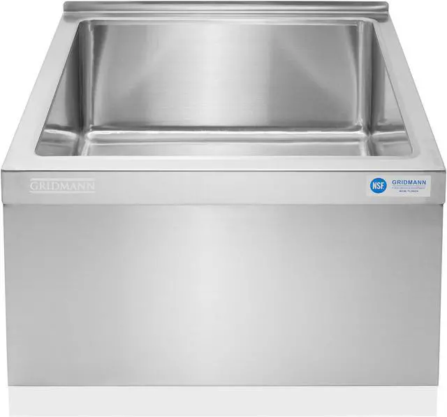 Alt view image 3 of 6 - GRIDMANN Stainless Steel Floor Mop Sink - 19" x 22" x 12" with Backsplash, NSF Certified