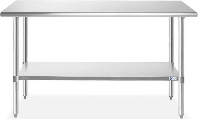 Alt view image 2 of 6 - GRIDMANN Stainless Steel Work Table 60 x 24 Inches, NSF Commercial Kitchen Prep Table with Under Shelf for Restaurant and Home
