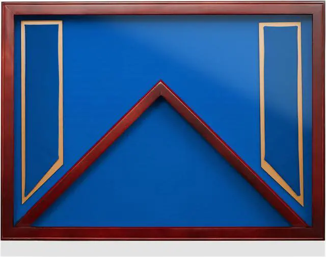 Alt view image 2 of 6 - Reminded Military Shadow Box Display Case for Medals & Burial Flag -Solid Wood Cabinet with  Air Force Blue Velvet Insert