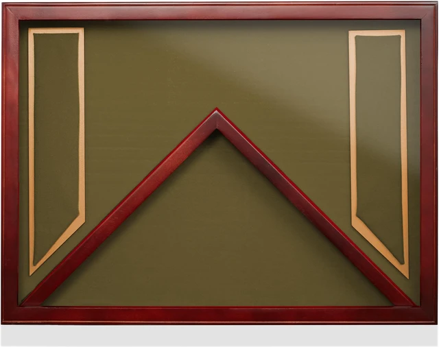 Alt view image 2 of 6 - Reminded Military Shadow Box Display Case for Medals & Burial Flag - Solid Wood Cabinet with Army Green Velvet Insert