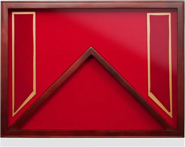 Alt view image 2 of 6 - Reminded Military Shadow Box Display Case for Medals & Burial Flag - Solid Wood Cabinet with US Marine Red Velvet Insert