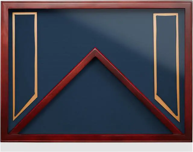 Alt view image 2 of 6 - Reminded Military Shadow Box Display Case for Medals & Burial Flag -  Solid Wood Cabinet with Navy Blue Velvet Insert