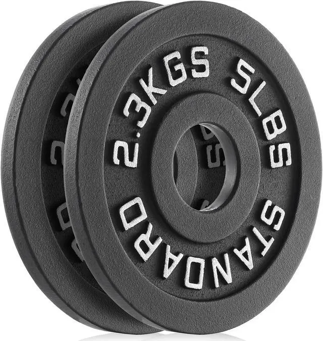Alt view image 2 of 6 - Philosophy Gym Set of 2 Standard Cast Iron Olympic 2-inch Weight Plates (5 LB each)