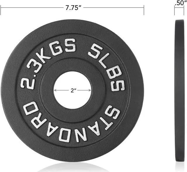 Alt view image 3 of 6 - Philosophy Gym Set of 2 Standard Cast Iron Olympic 2-inch Weight Plates (5 LB each)