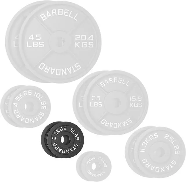 Alt view image 5 of 6 - Philosophy Gym Set of 2 Standard Cast Iron Olympic 2-inch Weight Plates (5 LB each)