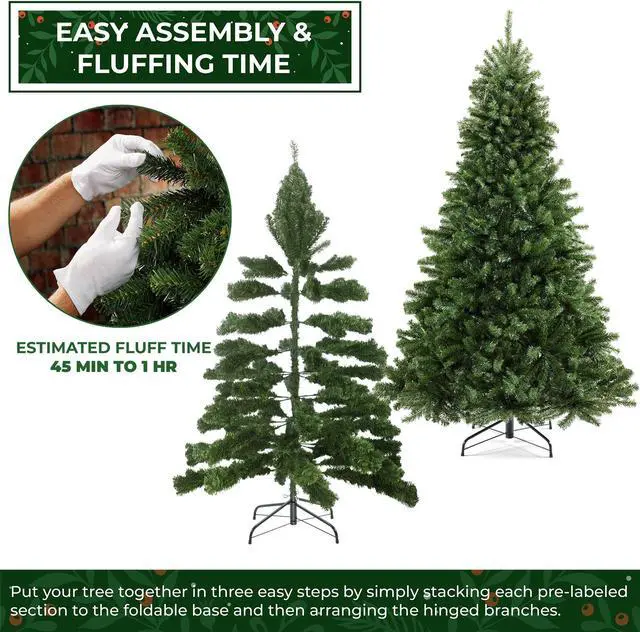 Alt view image 4 of 6 - Casafield 9FT Realistic Green Spruce Unlit Artificial Holiday Christmas Tree with Sturdy Metal Stand