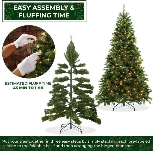 Alt view image 4 of 6 - Casafield 7.5FT Realistic Pre-Lit Green Spruce Artificial Holiday Christmas Tree with Sturdy Metal Stand