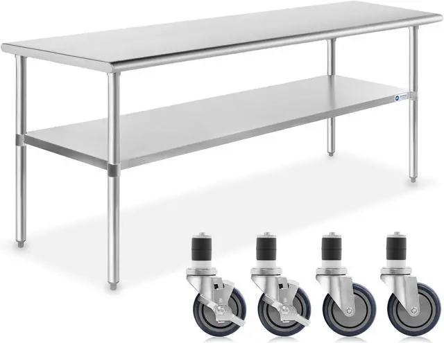 Alt view image 9 of 10 - GRIDMANN NSF Stainless Steel Commercial Kitchen Prep & Work Table w/ 4 Casters (Wheels) - 72 in. x 24 in.