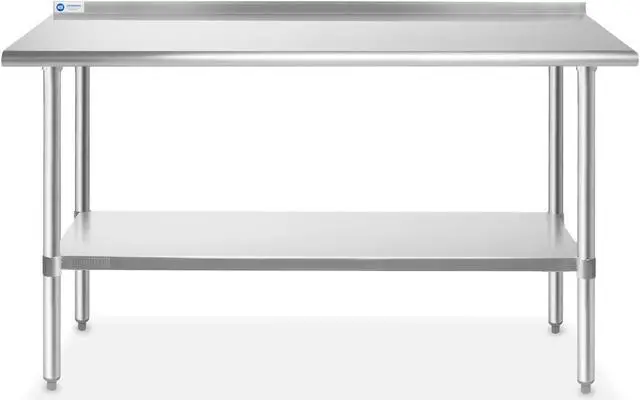 Alt view image 2 of 7 - GRIDMANN Stainless Steel Kitchen Prep Table 60 x 24 Inches with Backsplash & Under Shelf, NSF Commercial Work Table for Restaurant and Home