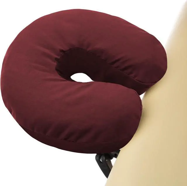 Alt view image 2 of 6 - Saloniture 4-Pack Premium Microfiber Face Cradle Covers - Ultra Soft Fitted Massage Table Cradle Cover - Burgundy