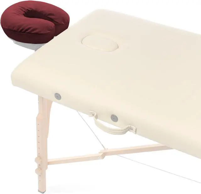 Alt view image 3 of 6 - Saloniture 4-Pack Premium Microfiber Face Cradle Covers - Ultra Soft Fitted Massage Table Cradle Cover - Burgundy