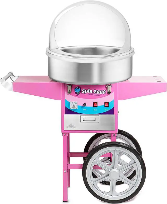 Alt view image 3 of 6 - Olde Midway Cotton Candy Machine Cart with Bubble Shield, SPIN-2000 Electric Candy Floss Maker, Commercial-Grade