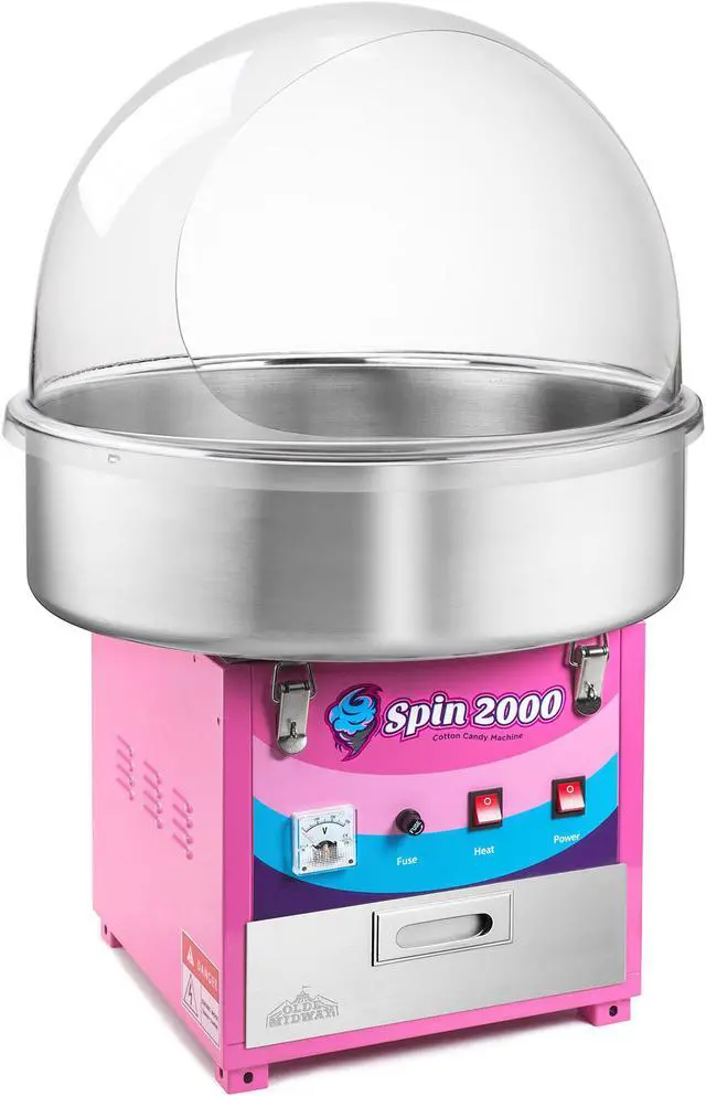 Main image of Olde Midway Cotton Candy Machine with Bubble Shield, SPIN-2000 Electric Candy Floss Maker, Commercial-Grade