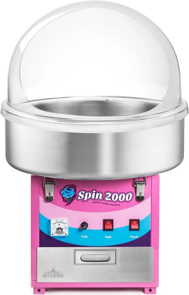 Alt view image 2 of 6 - Olde Midway Cotton Candy Machine with Bubble Shield, SPIN-2000 Electric Candy Floss Maker, Commercial-Grade