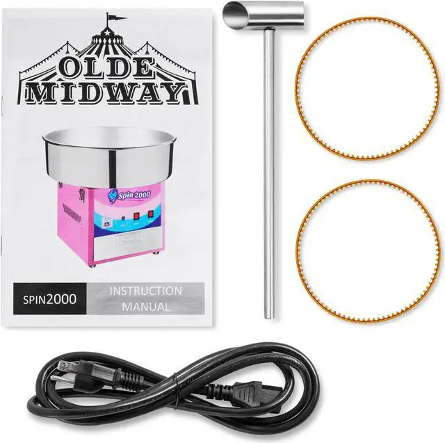 Alt view image 6 of 6 - Olde Midway Cotton Candy Machine with Bubble Shield, SPIN-2000 Electric Candy Floss Maker, Commercial-Grade