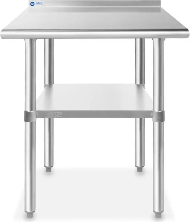 Alt view image 3 of 7 - GRIDMANN NSF Stainless Steel Commercial Kitchen Prep & Work Table w/ Backsplash - 30 in. x 24 in.