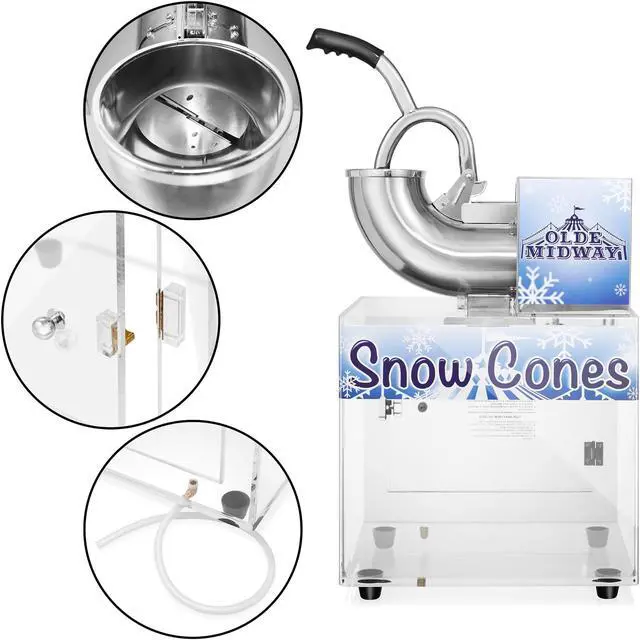 Alt view image 3 of 6 - Olde Midway Commercial Snow Cone Machine, Shaved Ice Maker with Stainless Steel Scoop