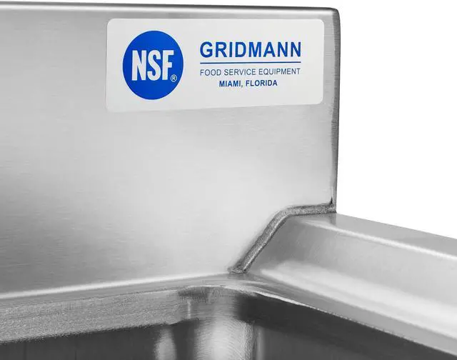Alt view image 6 of 6 - GRIDMANN 3 Compartment Stainless Steel Bar Sink, NSF Commercial Kitchen Underbar Sink with 10" L x 14" W x 10" D Bowls for Restaurant, Laundry, Garage