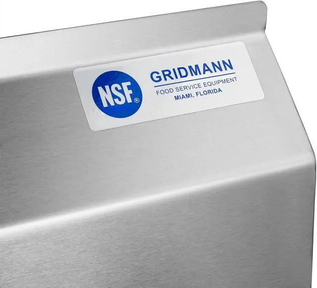 Alt view image 6 of 6 - GRIDMANN Stainless Steel 1 Compartment Utility Sink with Left Drainboard, NSF Certified Commercial Kitchen Sink, 18" x 18" x 12" Bowl