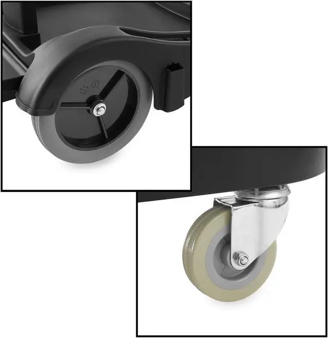 Alt view image 5 of 6 - Dryser Commercial Janitorial Cleaning Cart on Wheels - Black Housekeeping Caddy with Cover, Shelves and Vinyl Bag