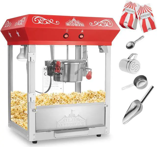 Alt view image 2 of 6 - Olde Midway Bar Style Popcorn Machine, 4-Ounce Popcorn Maker Popper, Red