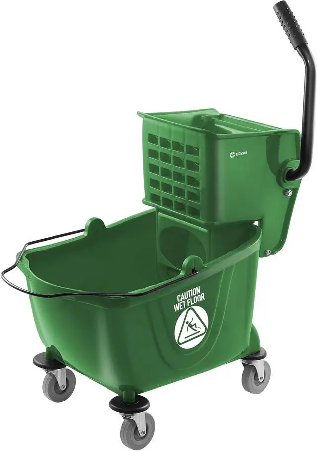 Main image of Dryser Commercial Mop Bucket with Side Press Wringer, 26 Quart, Green