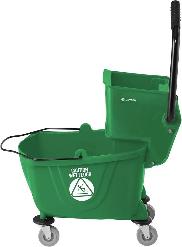 Alt view image 2 of 6 - Dryser Commercial Mop Bucket with Side Press Wringer, 26 Quart, Green
