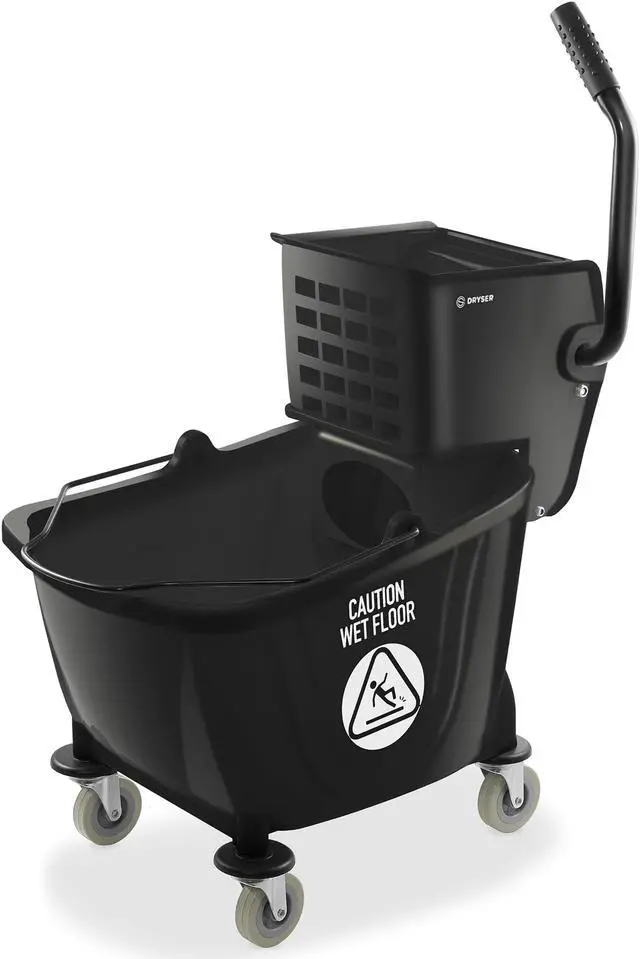 Main image of Dryser Commercial Side Press Wringer Combo Mop Bucket, 33 Quart, Black