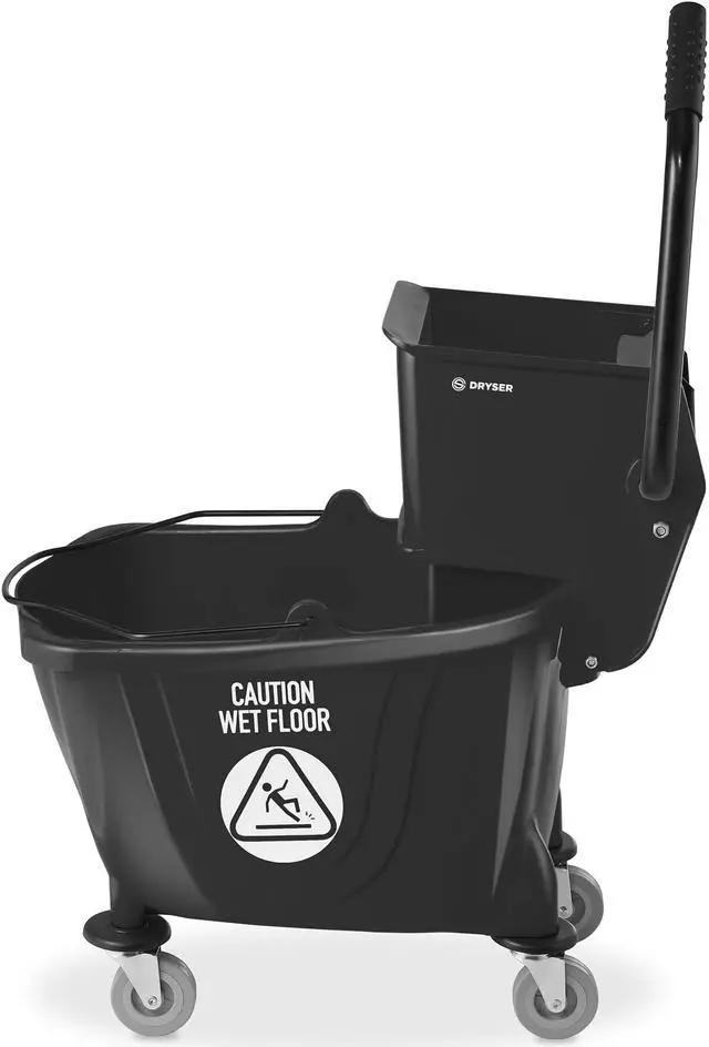 Alt view image 2 of 6 - Dryser Commercial Side Press Wringer Combo Mop Bucket, 33 Quart, Black