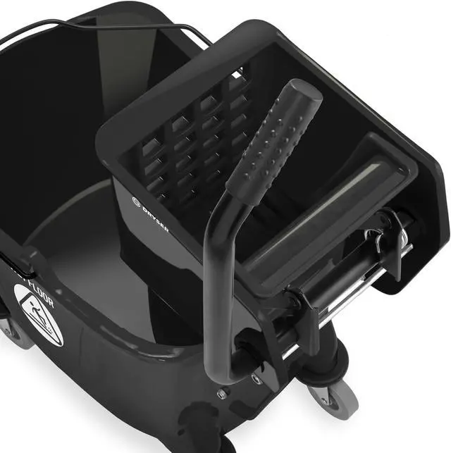Alt view image 4 of 6 - Dryser Commercial Side Press Wringer Combo Mop Bucket, 33 Quart, Black