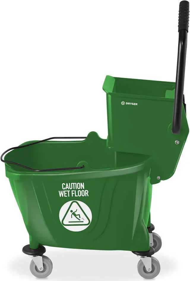 Alt view image 2 of 6 - Dryser Commercial Side Press Wringer Combo Mop Bucket, 33 Quart, Green