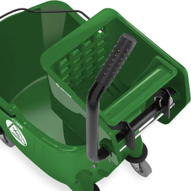 Alt view image 4 of 6 - Dryser Commercial Side Press Wringer Combo Mop Bucket, 33 Quart, Green