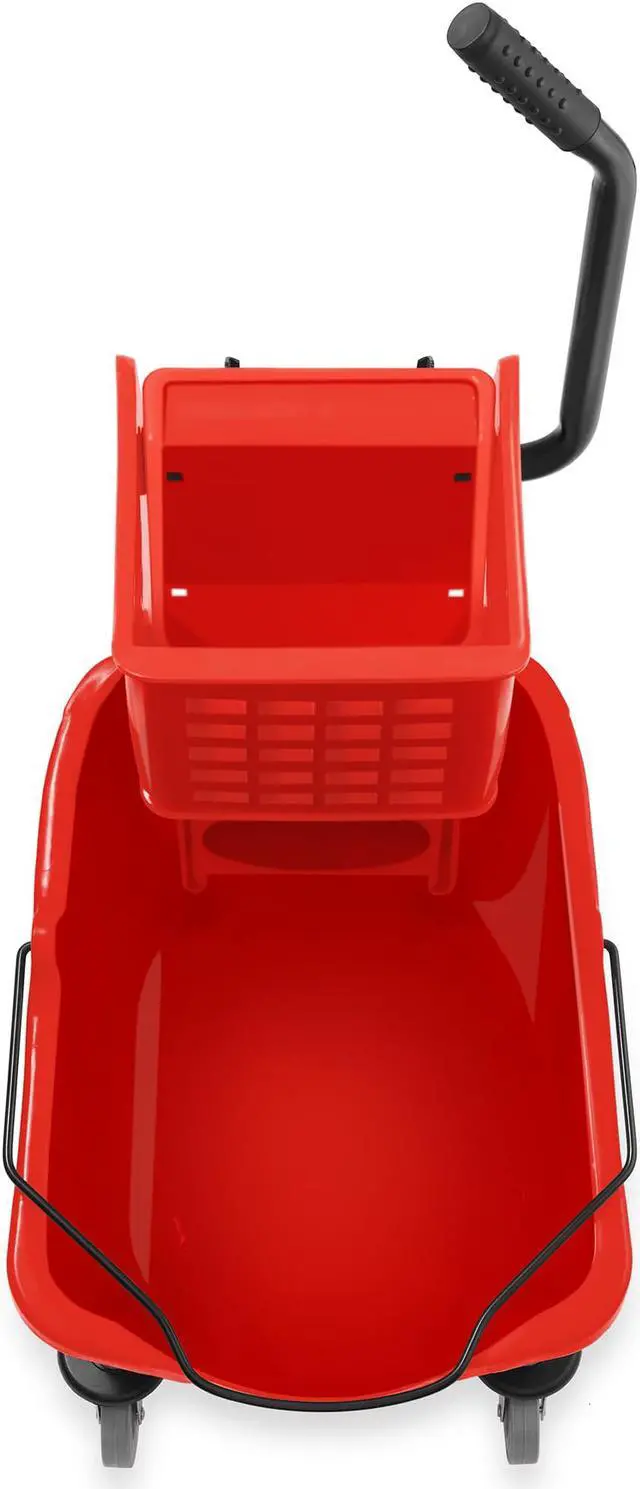 Alt view image 3 of 6 - Dryser Commercial Side Press Wringer Combo Mop Bucket, 33 Quart, Red