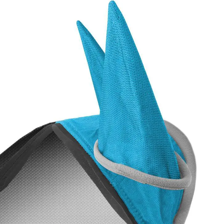 Alt view image 4 of 6 - SmithBuilt Comfort Fly Mask with Ears and Long Nose for Horses (Teal, Cob) - Fleece Padding, Fine Mesh, UV Protection