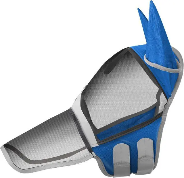 Alt view image 2 of 6 - SmithBuilt Comfort Fly Mask with Ears and Long Nose for Horses (Blue, Pony) - Fleece Padding, Fine Mesh, UV Protection