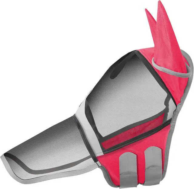 Alt view image 2 of 6 - SmithBuilt Comfort Fly Mask with Ears and Long Nose for Horses (Pink, Pony) - Fleece Padding, Fine Mesh, UV Protection
